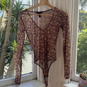 Floral mesh bodysuit